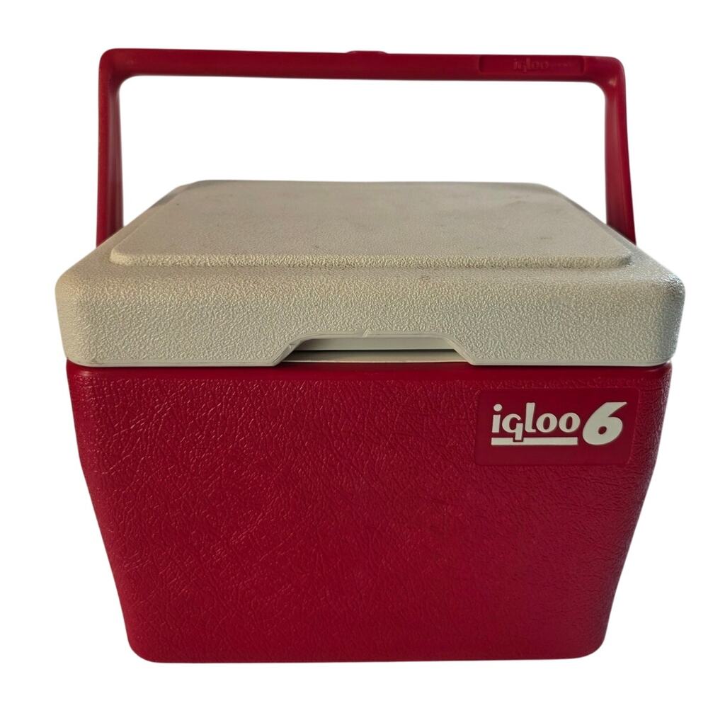 Vintage Igloo 6 Red White Cooler Retro 90's 1990's Ice Chest 6 Cans Lunch Box